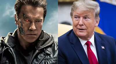 Schwarzenegger Trump and Un Terminator